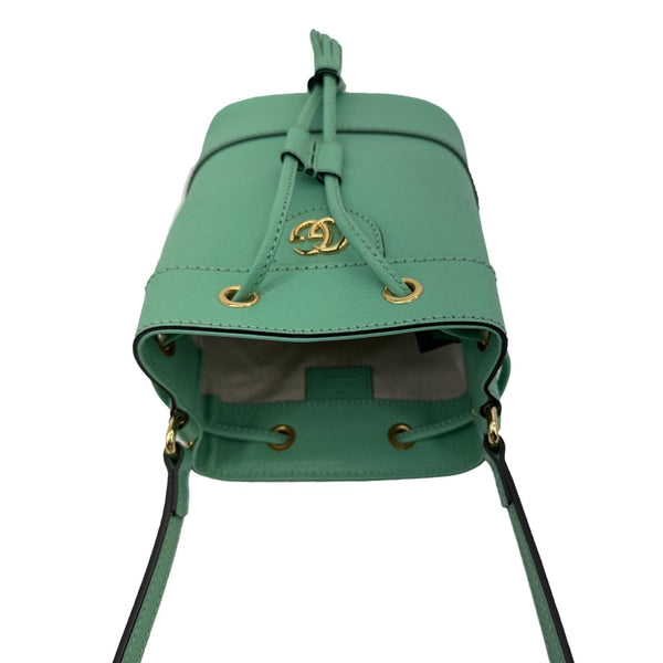 GUCCI Ophidia Mini Leather Bucket Bag Green 550620