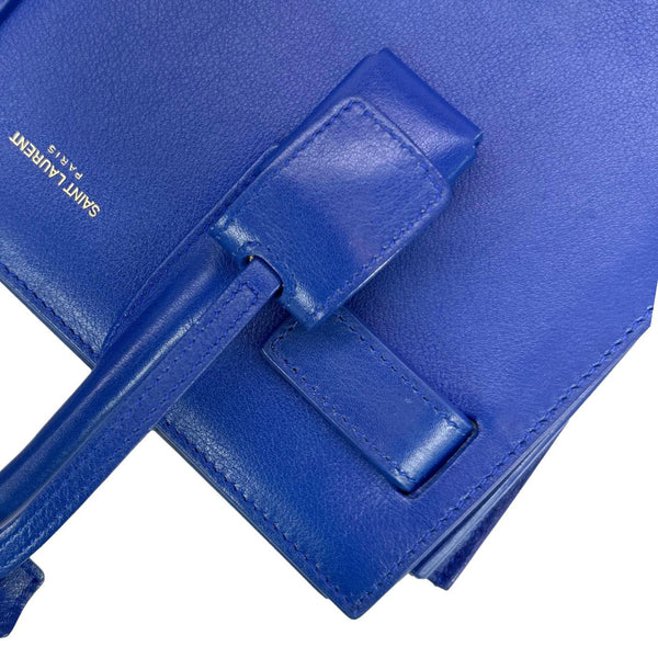 YVES SAINT LAURENT Sac de Jour Nano Leather Satchel Bag Blue