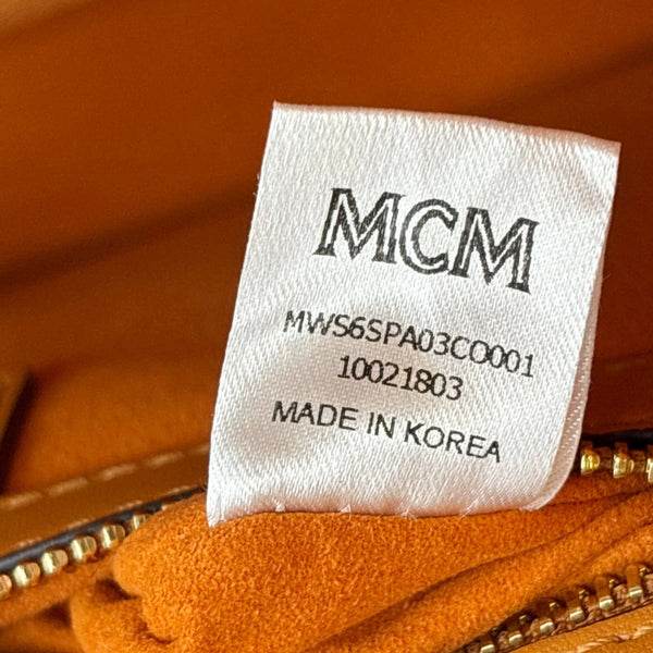MCM Patricia Visetos Monogram Crossbody Bag Cognac