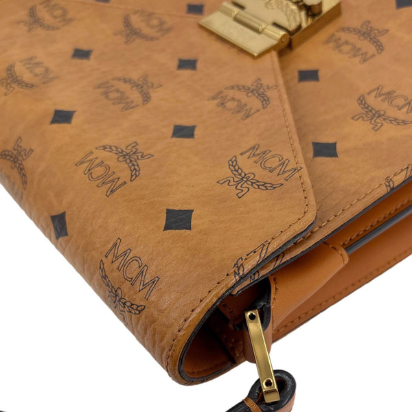 MCM Patricia Visetos Monogram Crossbody Bag Cognac