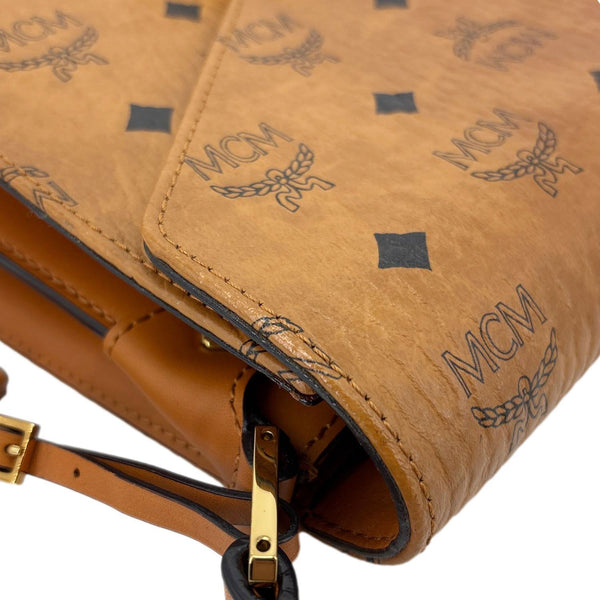MCM Patricia Visetos Monogram Crossbody Bag Cognac