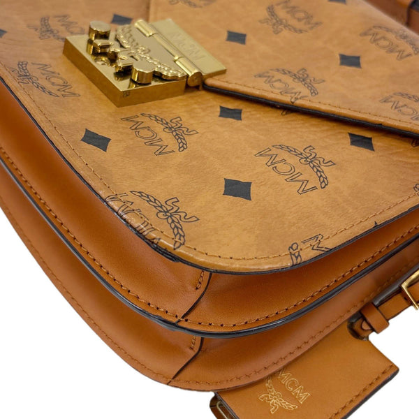 MCM Patricia Visetos Monogram Crossbody Bag Cognac