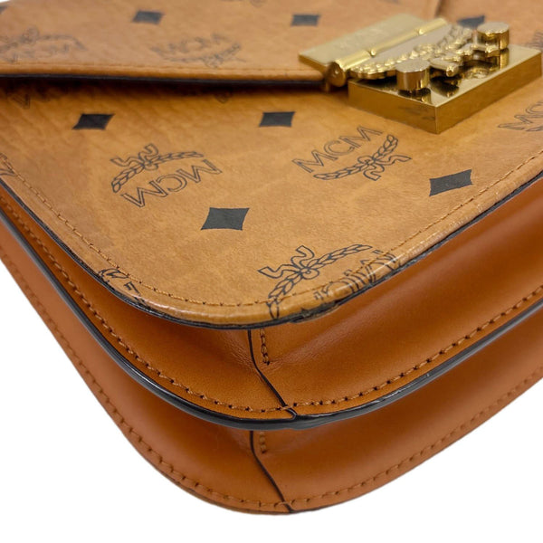 MCM Patricia Visetos Monogram Crossbody Bag Cognac