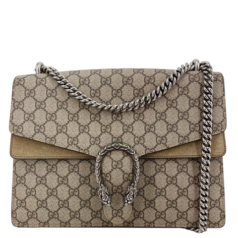 GUCCI Dionysus Medium GG Supreme Monogram Shoulder Bag Beige 403348