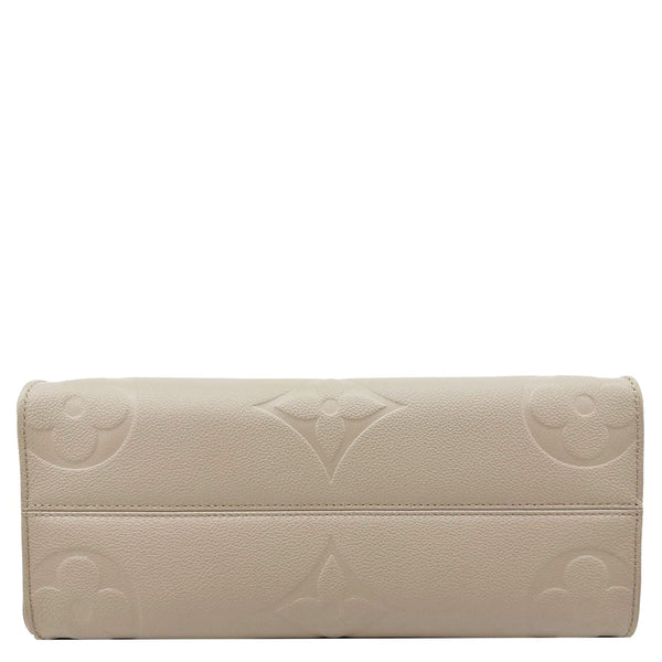 LOUIS VUITTON Onthego MM Giant Monogram Empreinte Leather Tote Bag Beige