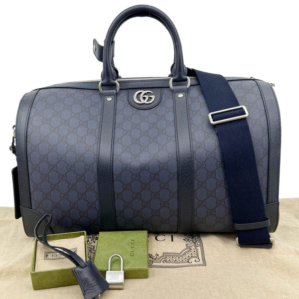 GUCCI Ophidia GG Supreme Canvas Duffle Bag Blue 724642