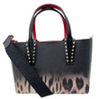 CHRISTIAN LOUBOUTIN Cabata East West Mini Leopard Print Leather Tote Bag Black