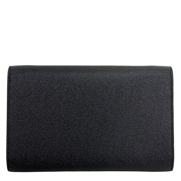 YVES SAINT LAURENT Uptown Envelope Grain De Poudre Leather Crossbody Chain Wallet Black