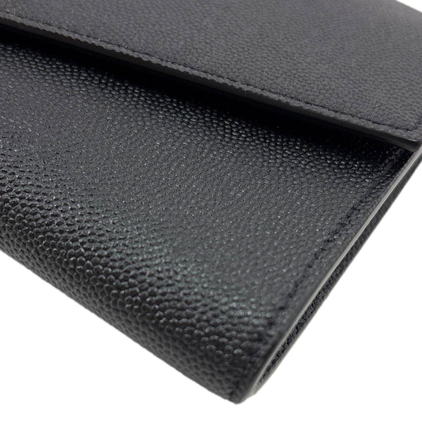 YVES SAINT LAURENT Uptown Envelope Grain De Poudre Leather Crossbody Chain Wallet Black