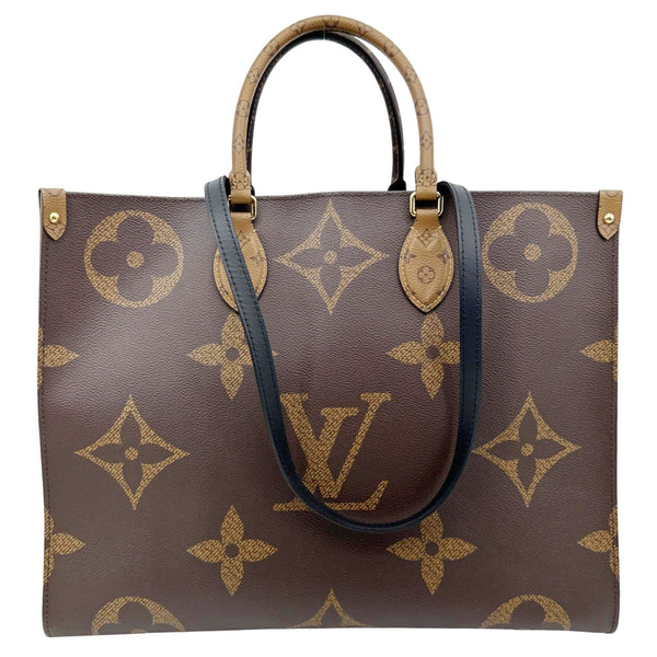 LOUIS VUITTON Onthego GM Giant Monogram Reverse Canvas Tote Bag Brown