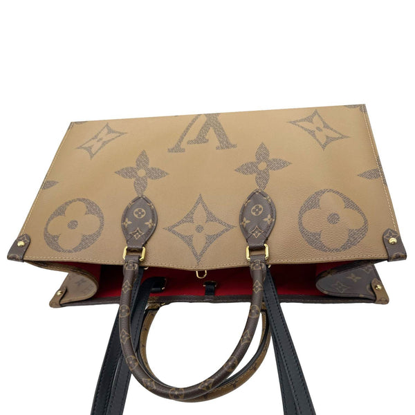 LOUIS VUITTON Onthego GM Giant Monogram Reverse Canvas Tote Bag Brown