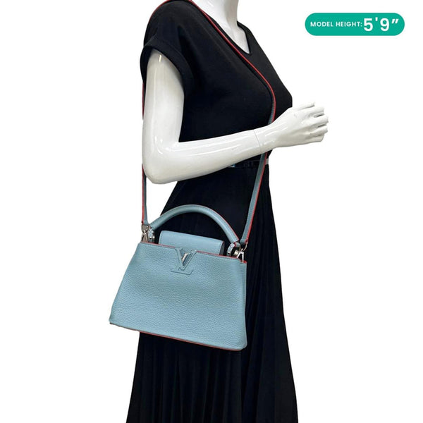 LOUIS VUITTON Capucines BB Taurillon Leather Crossbody Bag Blue