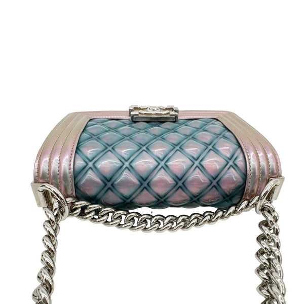 CHANEL Mermaid Classic Water Boy Flap Small Quilted Leather Shoulder Bag Iridescent Purple