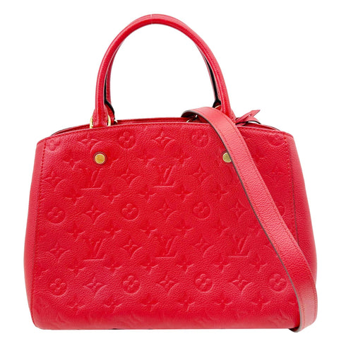 LOUIS VUITTON Montaigne MM Monogram Empreinte Shoulder Bag Red