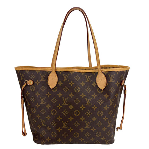 LOUIS VUITTON Neverfull MM Monogram Canvas Tote Bag Brown