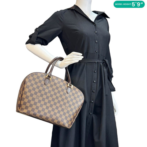 LOUIS VUITTON Damier Sarria Horizontal Satchel Bag Brown