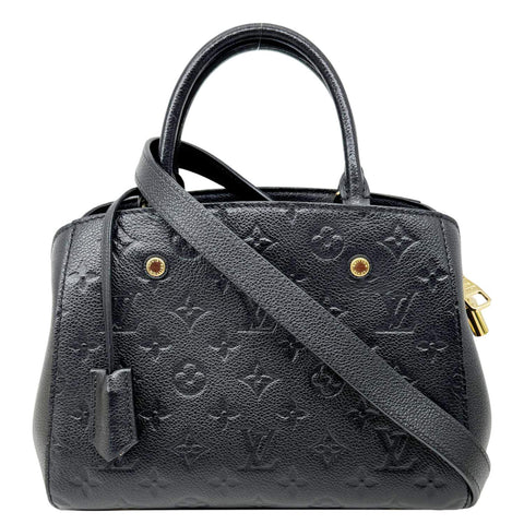 LOUIS VUITTON Montaigne BB Monogram Empreinte Leather Satchel Crossbody Bag Black