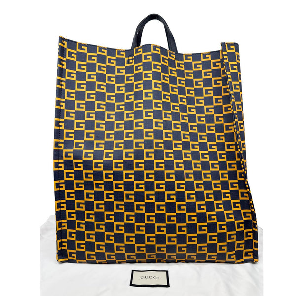 GUCCI GG Square Print Canvas Vertical Tote Bag Yellow 484690