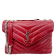 YVES SAINT LAURENT Loulou Medium Quilted Leather Crossbody Bag Red