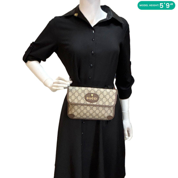 GUCCI Neo Web Vintage GG Monogram Canvas Belt Bag Beige 493930