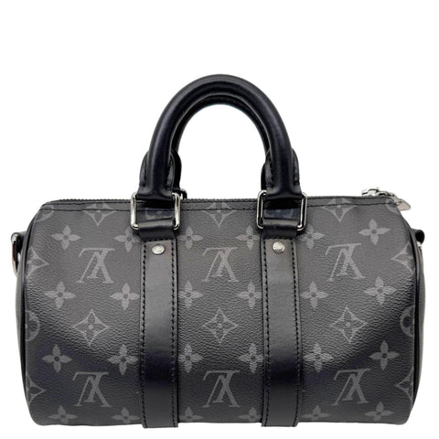 LOUIS VUITTON Keepall 25 Bandouliere Monogram Eclipse Reverse Canvas Satchel Bag Black