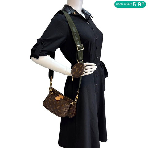 LOUIS VUITTON Multi Pochette Accessoires Monogram Canvas Crossbody Bag Brown