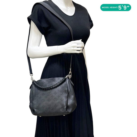 LOUIS VUITTON Babylone BB Monogram Mahina Leather Shoulder Bag Black