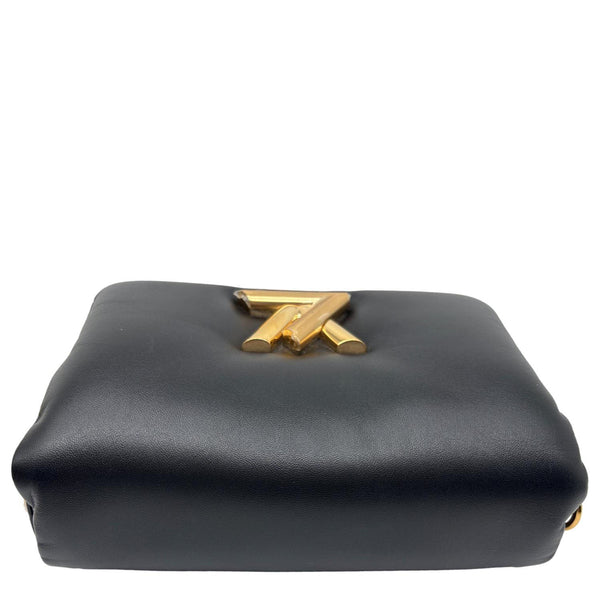 LOUIS VUITTON Twist MM Shiny Lambskin Leather Shoulder Bag Black