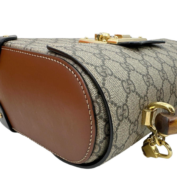 GUCCI Padlock GG Supreme Top Handle Shoulder Bag Beige 603221