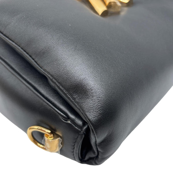 LOUIS VUITTON Twist MM Shiny Lambskin Leather Shoulder Bag Black