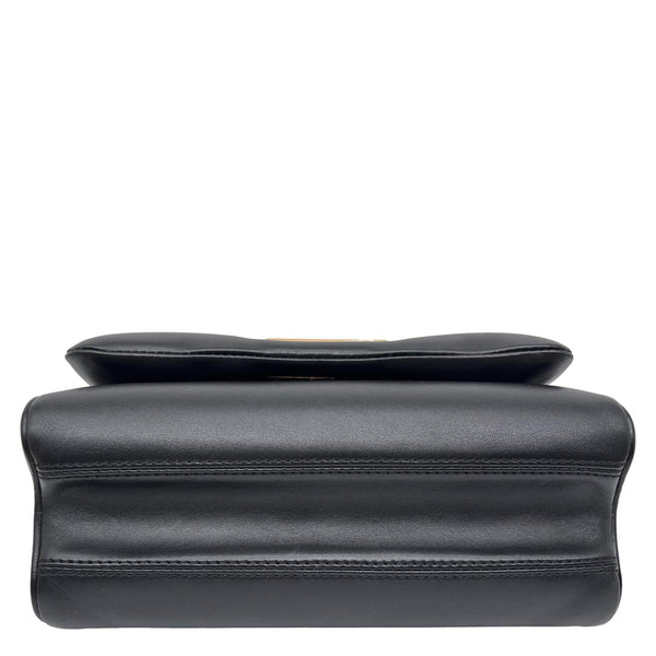 LOUIS VUITTON Twist MM Shiny Lambskin Leather Shoulder Bag Black