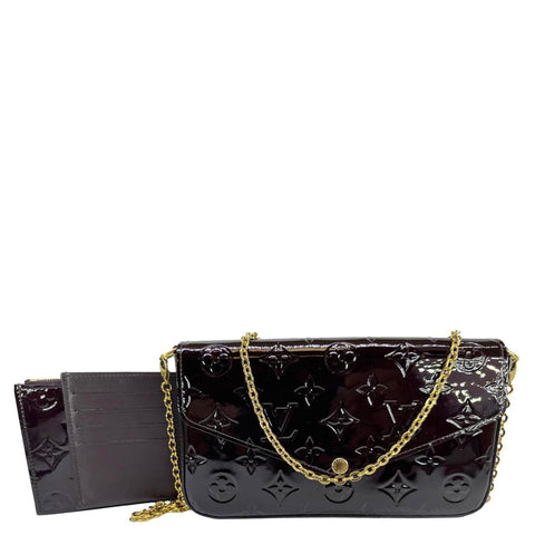 LOUIS VUITTON Felicie Pochette Monogram Vernis Shoulder Bag Amarante