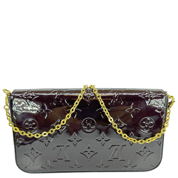 LOUIS VUITTON Felicie Pochette Monogram Vernis Shoulder Bag Amarante