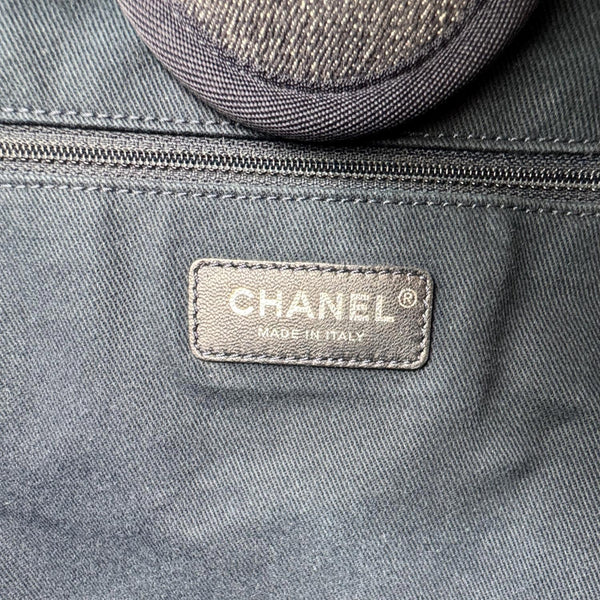 CHANEL Deauville Denim Tote Navy Blue