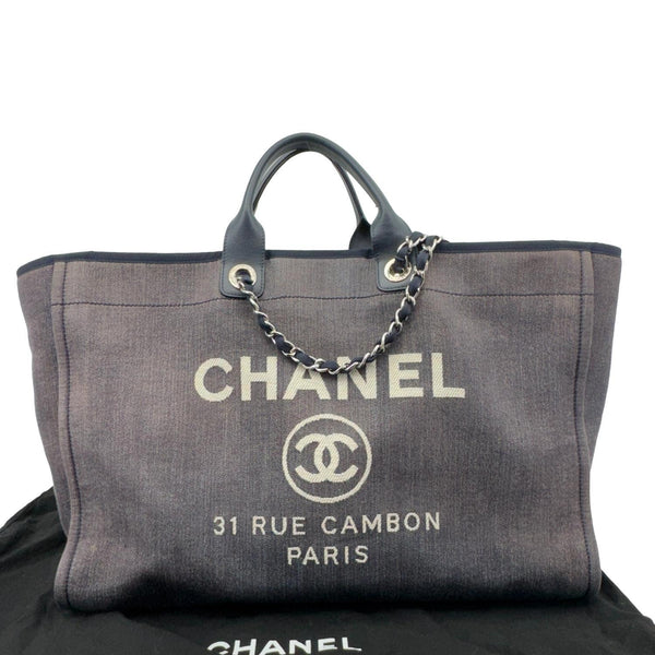 CHANEL Deauville Denim Tote Navy Blue