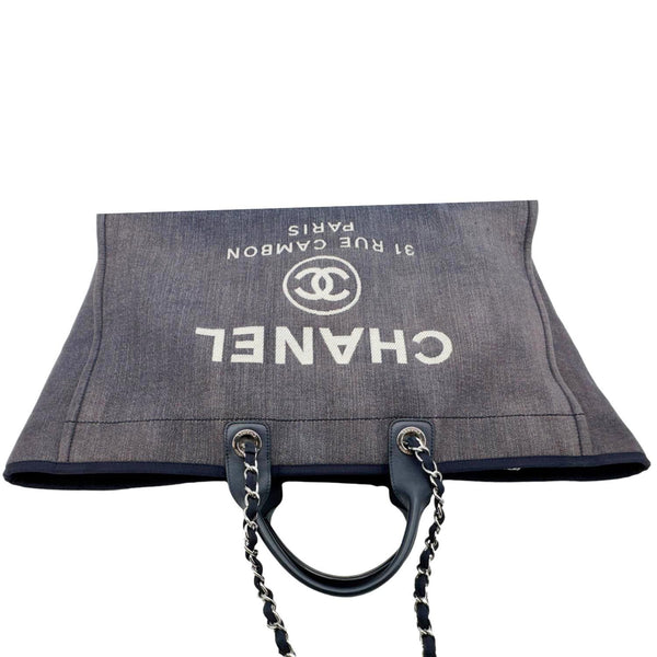 CHANEL Deauville Denim Tote Navy Blue