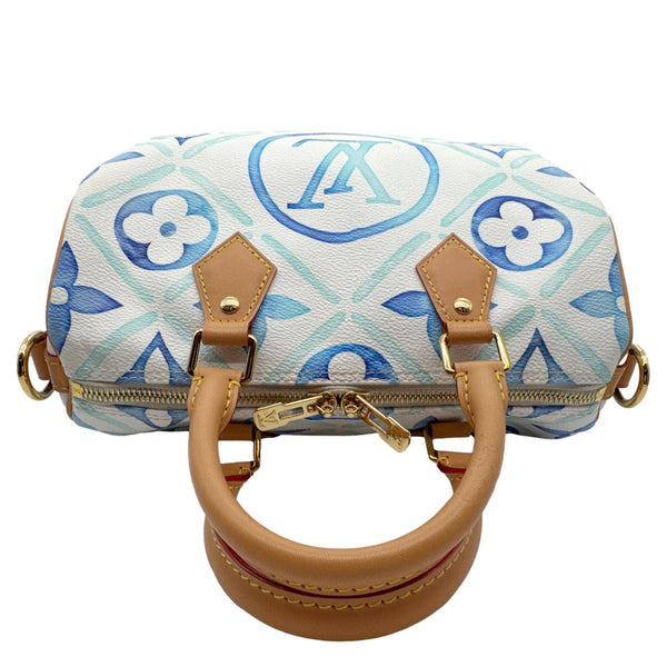 LOUIS VUITTON Speedy Bandouliere 25 By The Pool Monogram Tiles Shoulder Bag Lagoon Blue