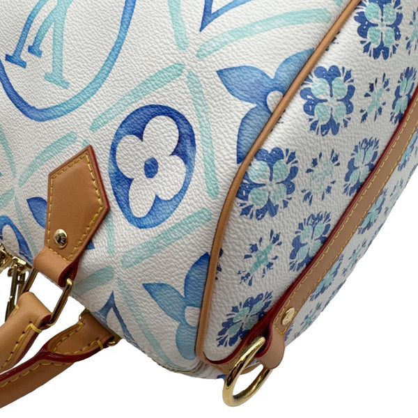 LOUIS VUITTON Speedy Bandouliere 25 By The Pool Monogram Tiles Shoulder Bag Lagoon Blue