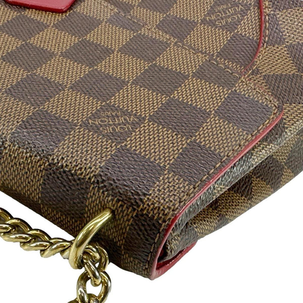 LOUIS VUITTON Caissa Damier Ebene Chain Clutch Shoulder Bag Brown