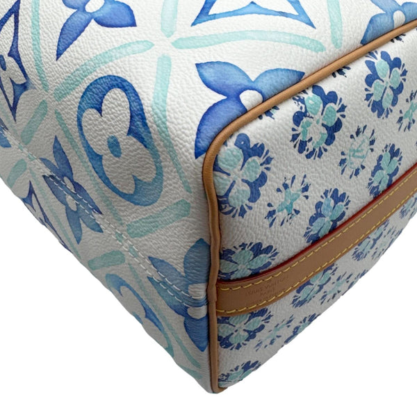 LOUIS VUITTON Speedy Bandouliere 25 By The Pool Monogram Tiles Shoulder Bag Lagoon Blue