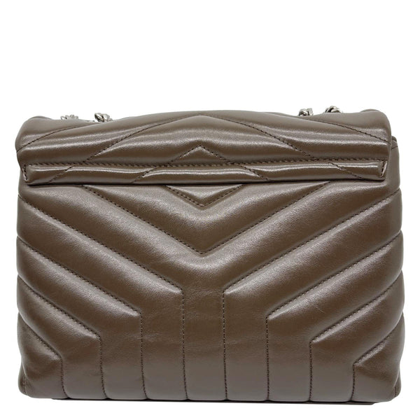 YVES SAINT LAURENT Loulou Small Matelasse Chevron Leather Shoulder Bag Grey