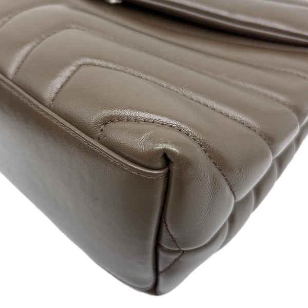 YVES SAINT LAURENT Loulou Small Matelasse Chevron Leather Shoulder Bag Grey