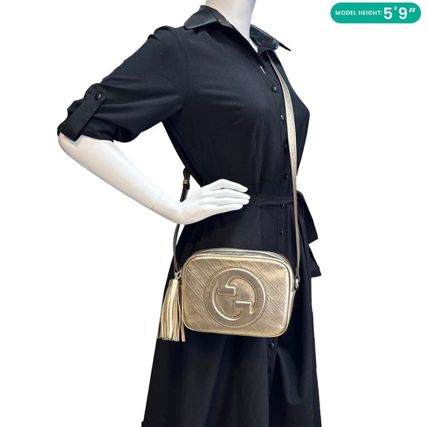 GUCCI Blondie Small Leather Camera Crossbody Bag Gold 742360