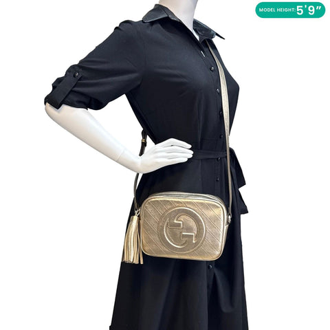 GUCCI Blondie Small Leather Camera Crossbody Bag Gold 742360