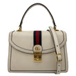 GUCCI Ophidia Web Leather Top Handle Shoulder Bag Off White 651055