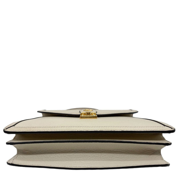 GUCCI Ophidia Web Leather Top Handle Shoulder Bag Off White 651055