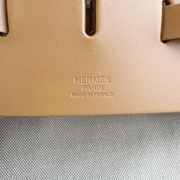 HERMES Herbag 50 Toile Canvas Tote Shoulder Bag White