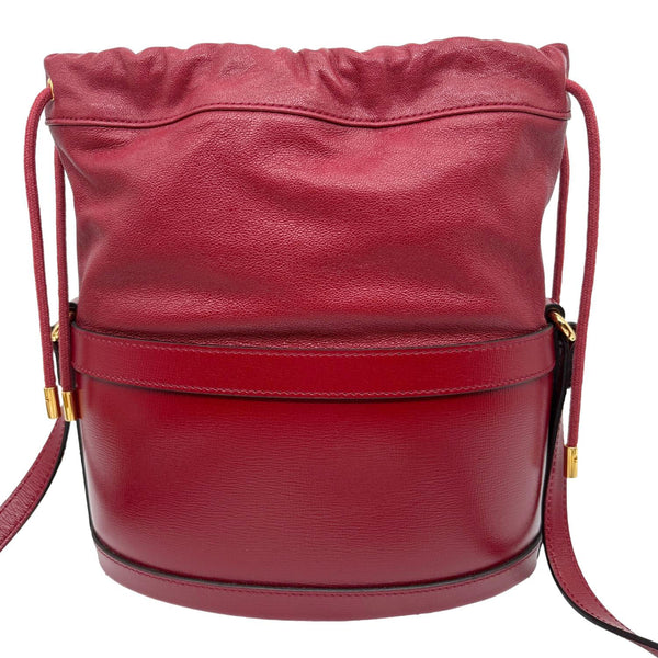 GUCCI Horsebit 1955 Leather Bucket Bag Red 602118