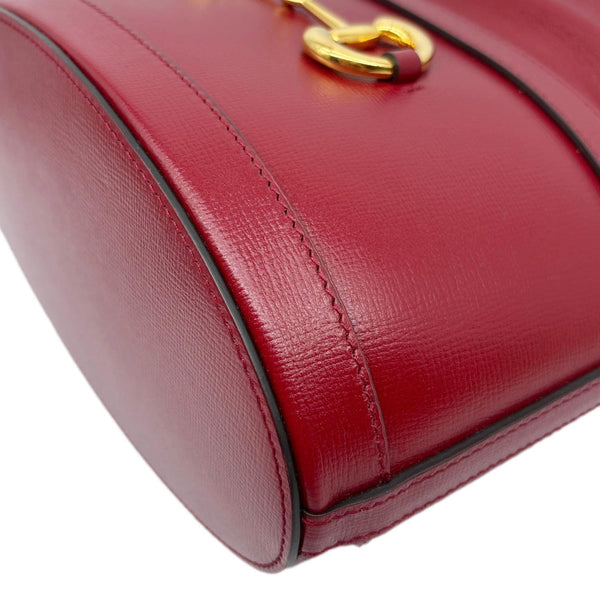 GUCCI Horsebit 1955 Leather Bucket Bag Red 602118