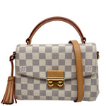 LOUIS VUITTON Croisette Damier Azur Satchel Crossbody Bag Rose Ballerine